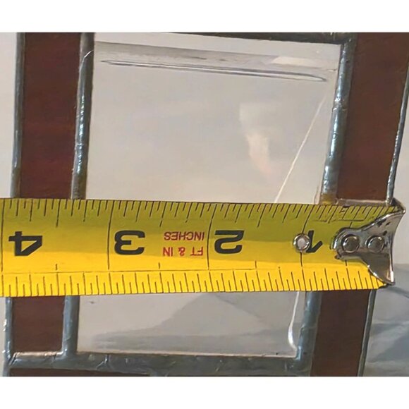 Vintage Photo Frame Stained Glass Handmade Red Panels & Silver Solder 3"x4" - Picture 5 of 5